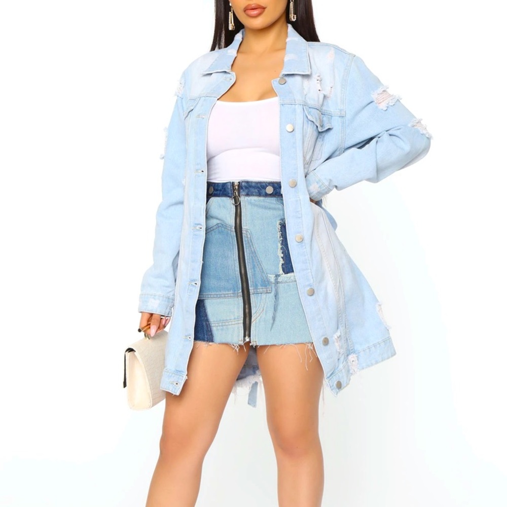 Back Stage Denim Trucker Jacket Fashion Nova M